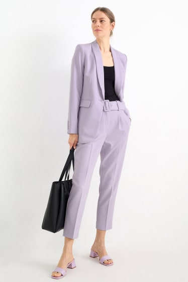 Dámské - Business kalhoty s páskem - high waist - cigarette fit - světle fialová