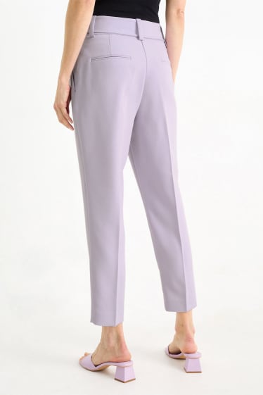 Women - Business trousers with belt - high-rise waist - cigarette fit - light violet