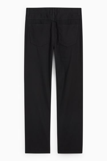 Pánské - Kalhoty - regular fit - lněná směs - černá