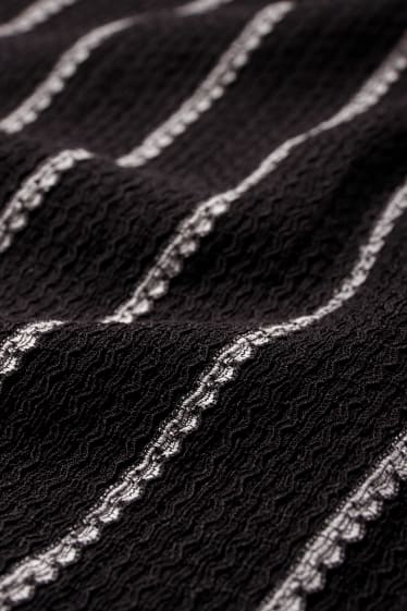 Mujer - Camiseta - de rayas - con textura - negro