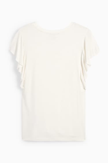 Dames - Basic T-shirt - crème wit