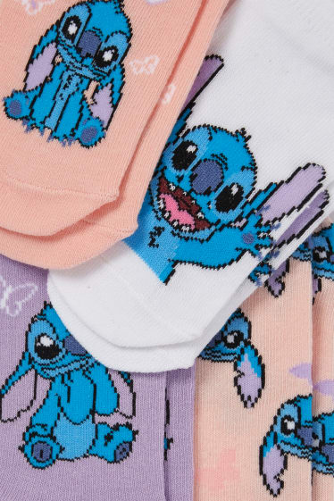 Dětské - Multipack 4 ks - Lilo & Stitch - ponožky do tenisek s motivem - světle fialová