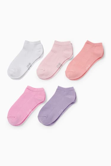 Niños - Pack de 5 - calcetines tobilleros - fucsia