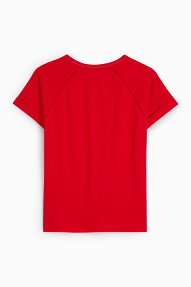 Dames - T-shirt - donkerrood