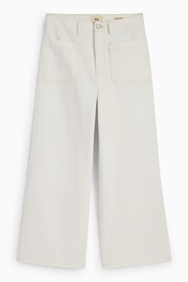 Femmes - Wide leg jean - high waist - blanc crème