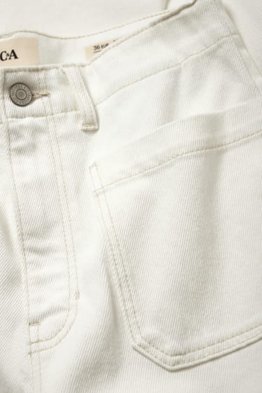 Femei - Wide leg jeans - talie înaltă - alb-crem