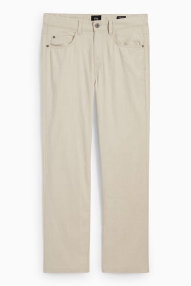 Men - Trousers - regular fit - linen blend - light beige