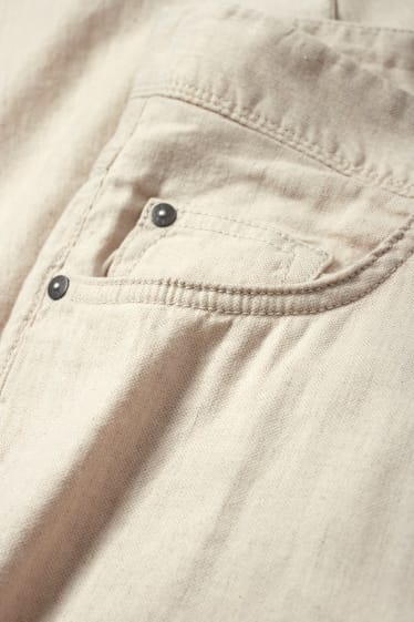 Men - Trousers - regular fit - linen blend - light beige
