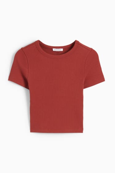 Teens & Twens - CLOCKHOUSE - Crop T-Shirt - dunkelrot