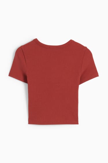 Teens & Twens - CLOCKHOUSE - Crop T-Shirt - dunkelrot