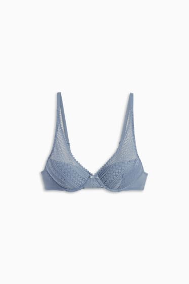 Dames - BH met beugels - PLUNGE - voorgevormd - blauw