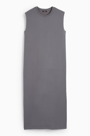 Dames - Basic jurk met split - donkergrijs