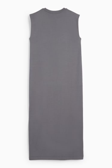 Damen - Basic-Kleid mit Schlitz - dunkelgrau