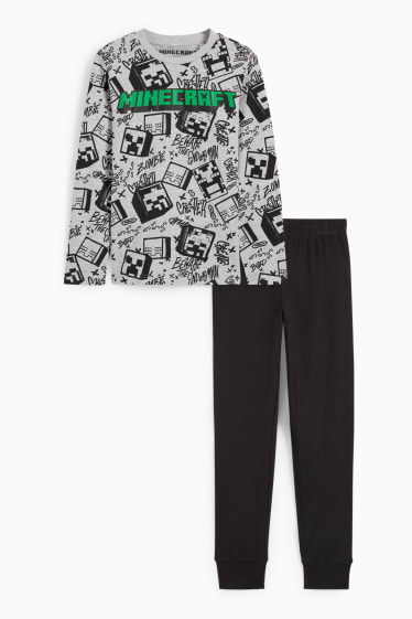 Kinder - Minecraft - Pyjama - 2 teilig - grau / schwarz