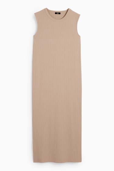 Femmes - Robe droite en maille - beige