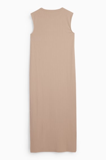 Femmes - Robe droite en maille - beige