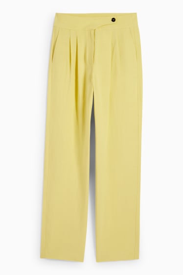 Donna - Pantaloni di stoffa - vita alta - gamba larga - giallo