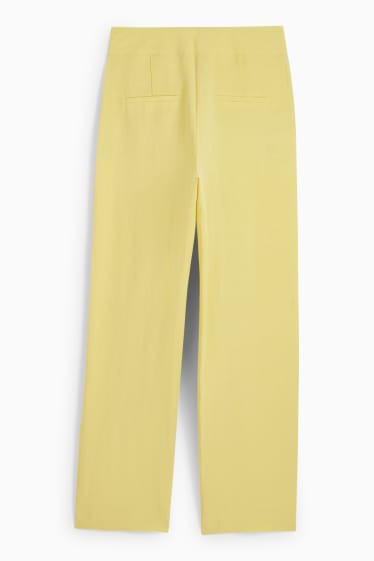 Kobiety - Spodnie materiałowe - wysoki stan - szerokie nogawki - żółty