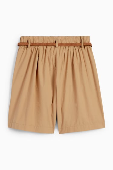 Damen - Shorts mit Gürtel - High Waist - braun