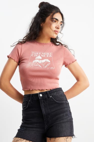 Ragazzi e giovani - CLOCKHOUSE - t-shirt dal taglio corto - rosa scuro