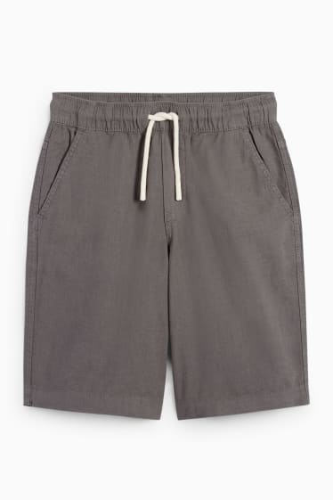 Children Boys - Bermuda shorts - linen blend - dark gray
