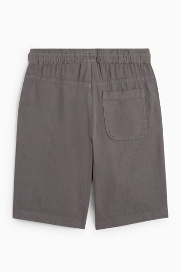 Children Boys - Bermuda shorts - linen blend - dark gray