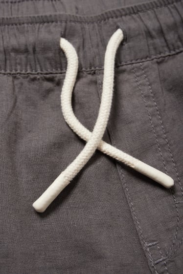Children Boys - Bermuda shorts - linen blend - dark gray