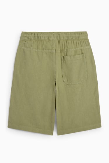 Children Boys - Bermuda shorts - linen blend - green