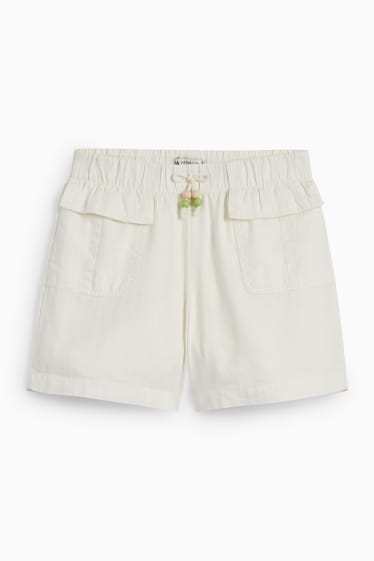 Kinderen: meisjes - Shorts - linnenmix - crème wit