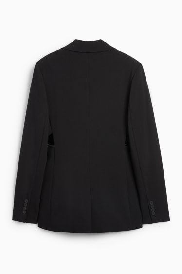 Women - Long blazer with cut-outs - fitted - black