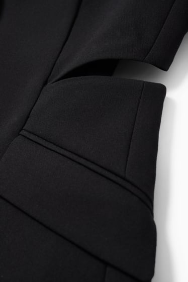 Damen - Longblazer mit Cut-Outs - tailliert - schwarz