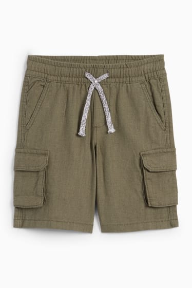 Children - Bermuda shorts - linen blend - dark green