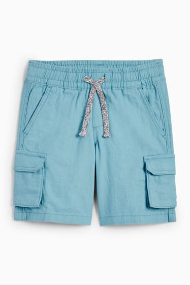 Children - Bermuda shorts - linen blend - blue