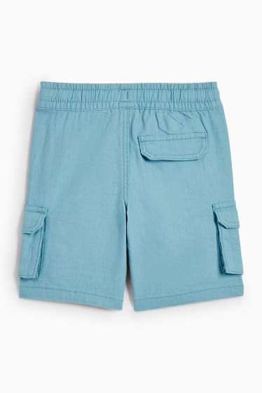 Children Boys - Bermuda shorts - linen blend - blue