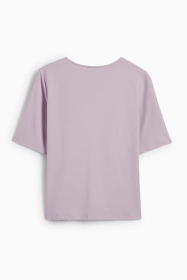 Women - Basic T-shirt with knot detail - light violet