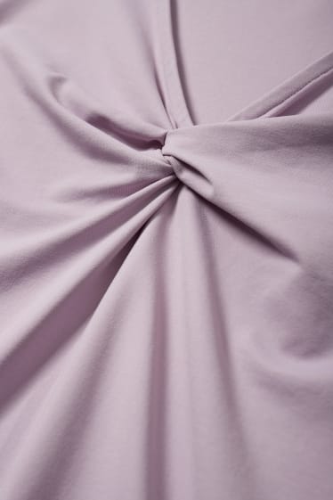 Donna - T-shirt basic con nodo - viola chiaro