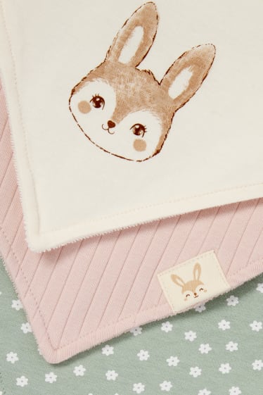 Babies - Multipack of 3 - bunny rabbit - baby triangular scarf - beige