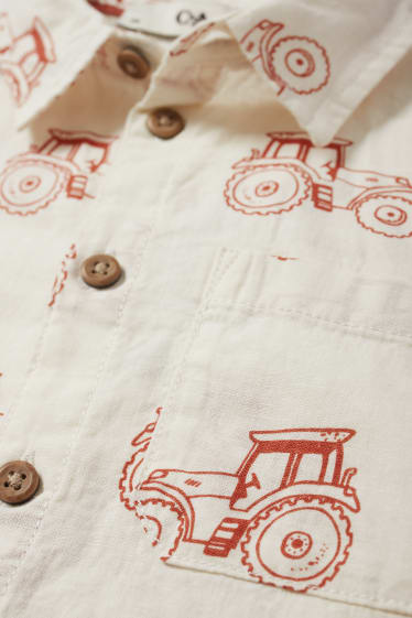 Kinderen - Tractor - overhemd - linnenmix - licht beige