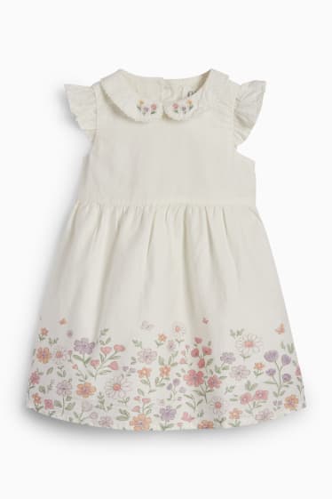Bebeluși - Floricele - rochie bebeluși - alb-crem