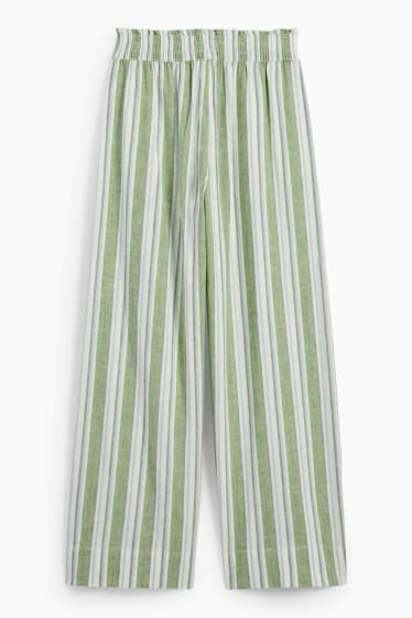 Bambini - Pantaloni di stoffa - misto lino - a righe - verde