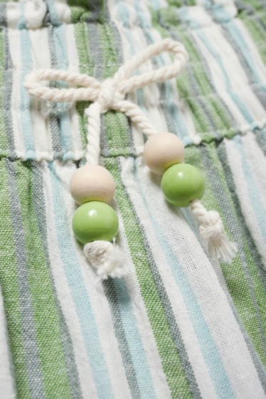 Niños - Pantalón de tela - mezcla de lino - de rayas - verde