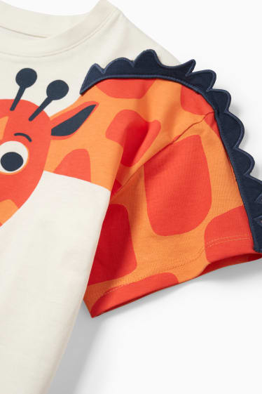 Kinder - Giraffe - Set - Kurzarmshirt und Shorts - 2 teilig - cremeweiss