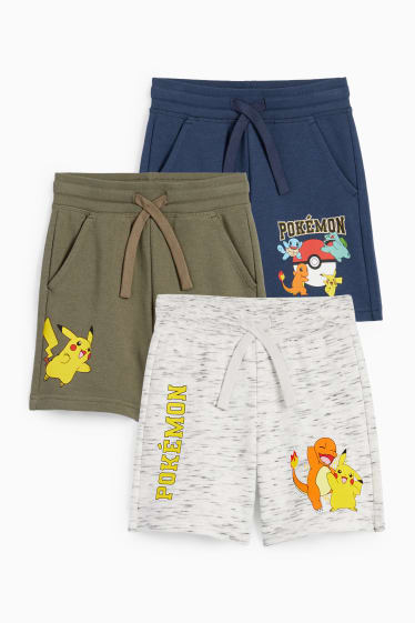 Nen/a - Paquet de 3 - Pokémon - pantalons curts de xandall - verd