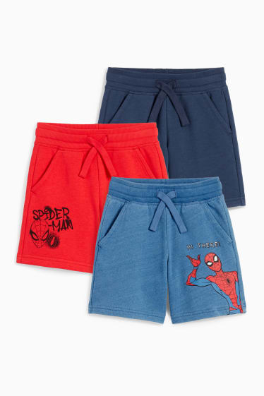 Bambini - Confezione da 3 - Uomo Ragno - shorts di felpa - blu scuro