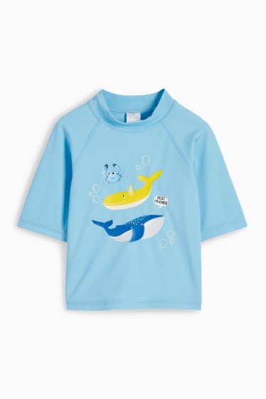 Miminka - Motivy mořských zvířátek - plážový outfit pro miminka s UV ochranou - LYCRA® XTRA LIFE™ - světle modrá