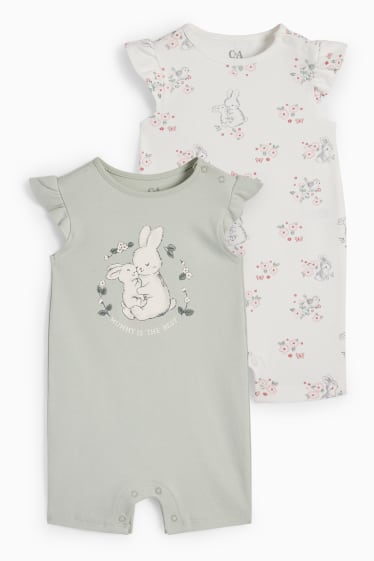 Babys - Multipack 2er - Häschen - Baby-Schlafanzug - cremeweiß