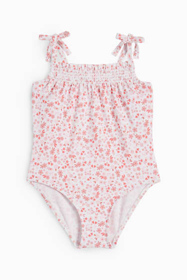 Miminka - Plážový outfit pro miminka - LYCRA® XTRA LIFE™ - 2dílný - s květinovým vzorem - růžová