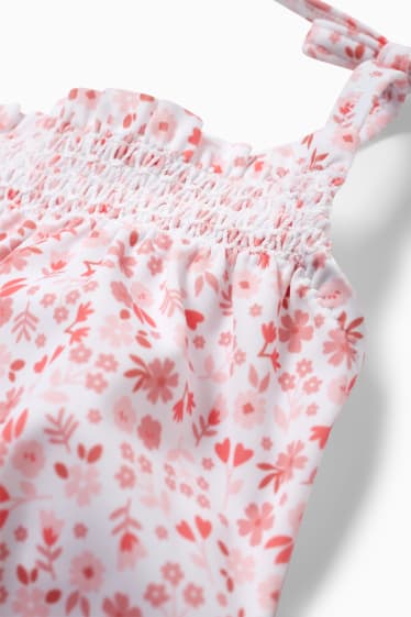 Miminka - Plážový outfit pro miminka - LYCRA® XTRA LIFE™ - 2dílný - s květinovým vzorem - růžová