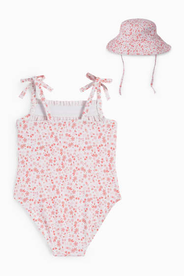 Bébés - Ensemble de bain pour bébé - LYCRA® XTRA LIFE™ - 2 pièces - à fleurs - rose