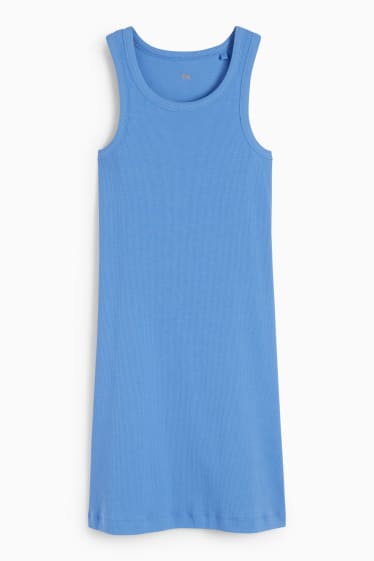 Dames - Nauwsluitende basic jurk - blauw